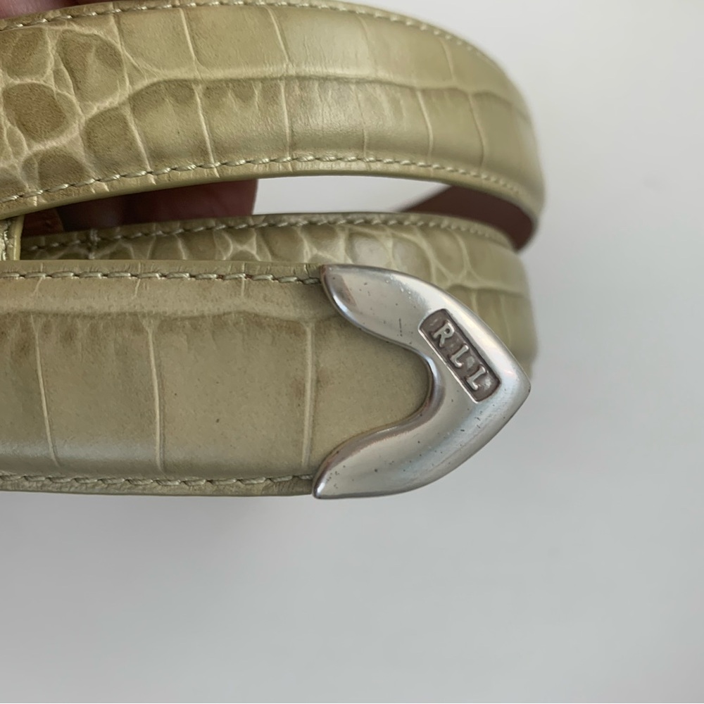LAUREN RALPH LAUREN LIME GREEN CROCODILE BELT 36 inches
